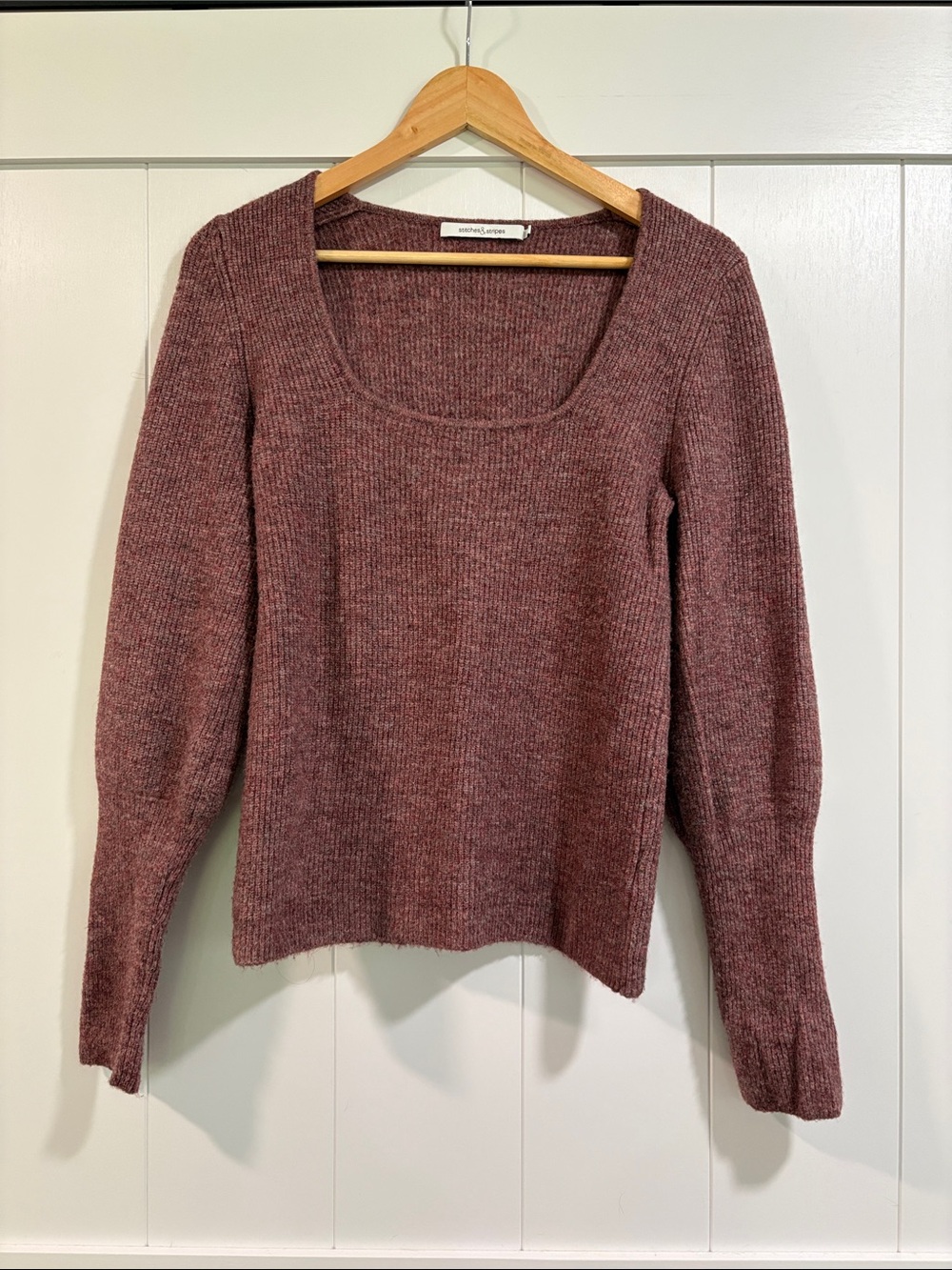 Scoop Neck Knit Sweater in Mauve -stitches & stripes